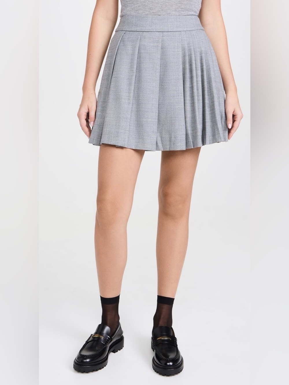 Solid & Striped The Mini Bonnie Pleated Wool Blend Skirt Stone Gray Small NWOT